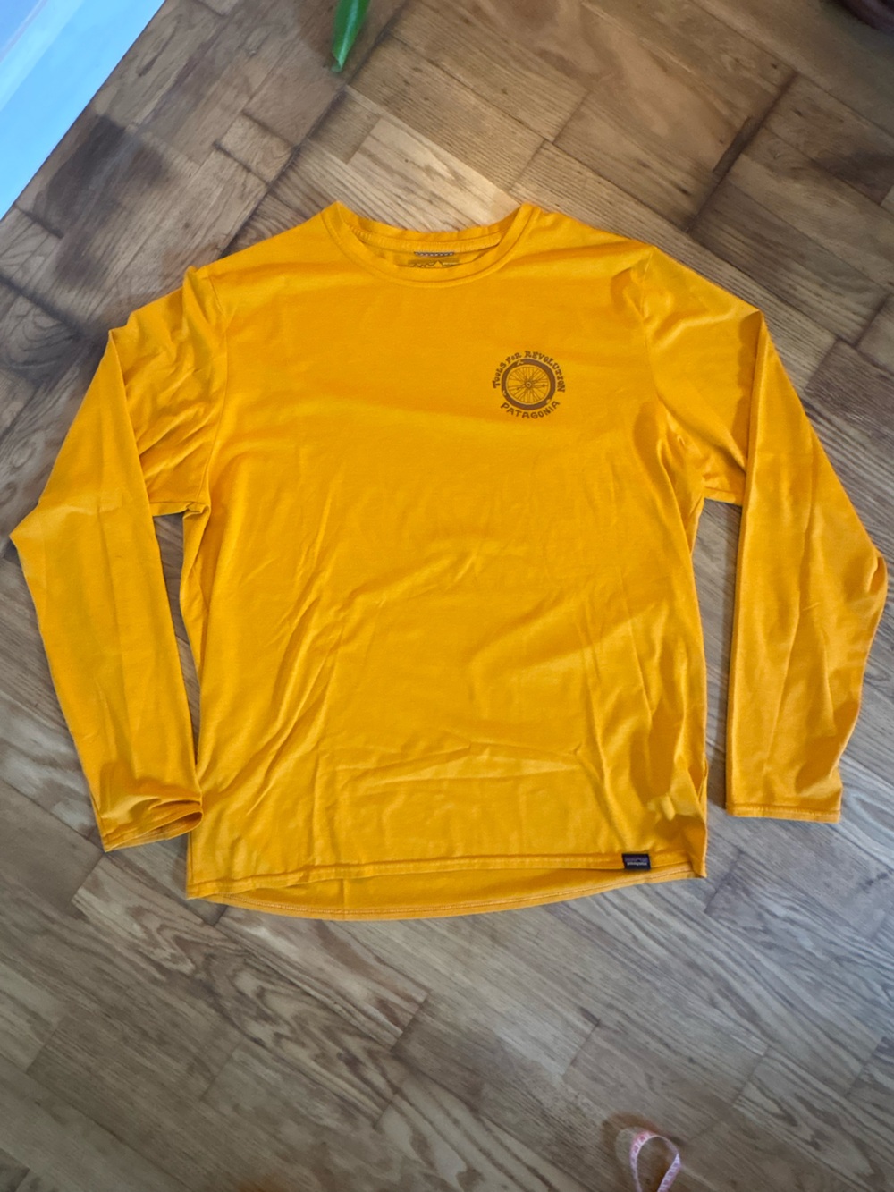 Patagonia Capilene Long-Sleeve Tee in Bright Yellow with Chest Logo